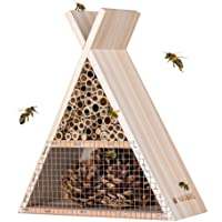Los mejores  - Navaris Hotel para Insectos de Madera - Casa Triangular Cubierta para Abejas y Avispas vivas - Refugio para observar y…